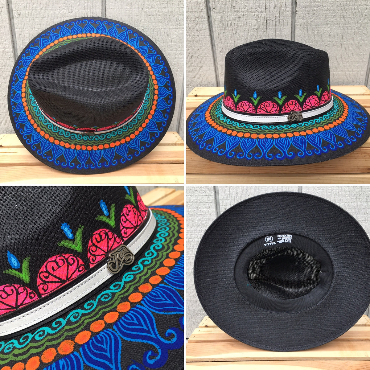 Hats- Mexican- hand outlets painted- Mexican hat- SIZE M (22”)