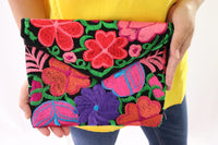 Package of 25 Handmade Floral Embroidered Mexican Clutch Crossbody Bags