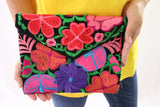 Package of 25 Handmade Floral Embroidered Mexican Clutch Crossbody Bags
