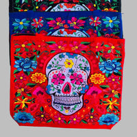 Package of 25 Handmade Sugar Skull Embroidered Mexican Tote Bags