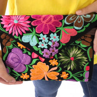 Package of 25 Handmade Floral Embroidered Mexican Clutch Crossbody Bags