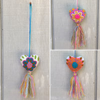 Package of 12 Handmade Mexican Heart Pom Poms