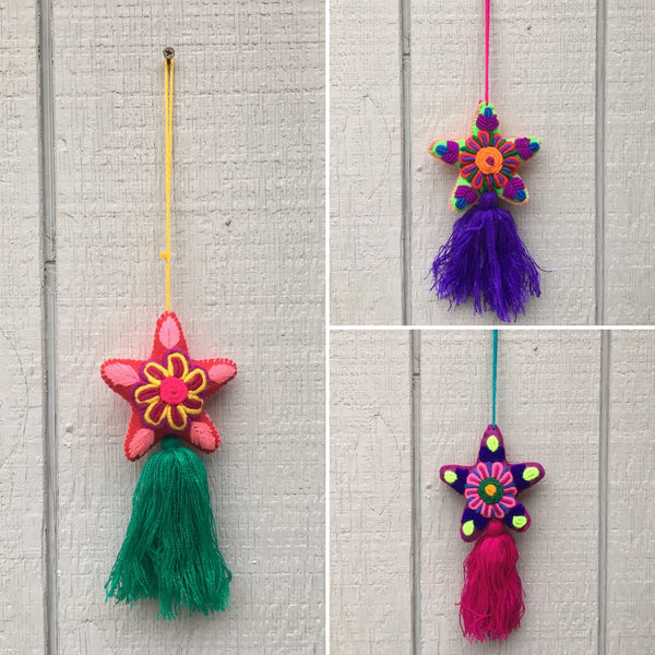 Package of 12 Handmade Mexican Star Pom Poms