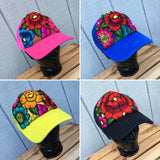 Package of 10 Mexican Floral Embroidered Trucker Hats