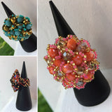 Package of 25 Handmade Mexican Flower Huichol Bead Rings