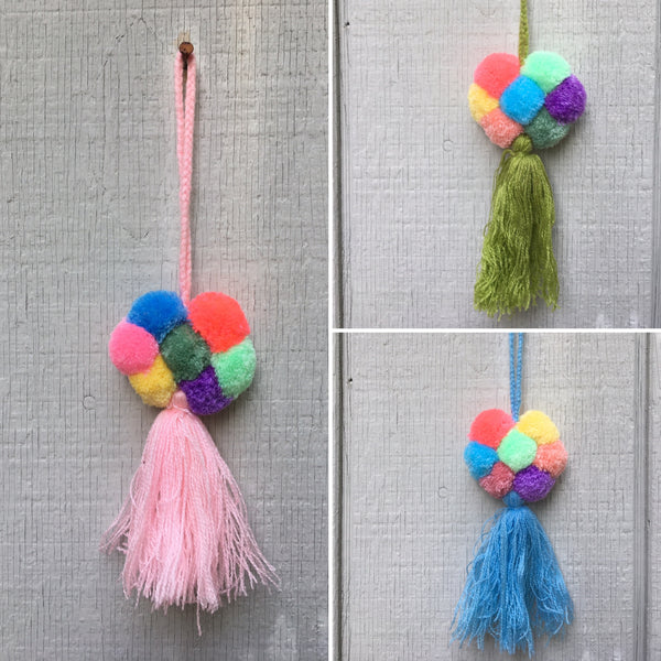 Package of 12 Handmade Mexican Flower Pom Poms