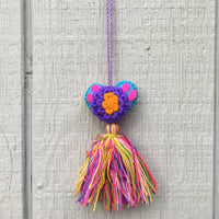 Package of 12 Handmade Mexican Mini Heart Pom Poms